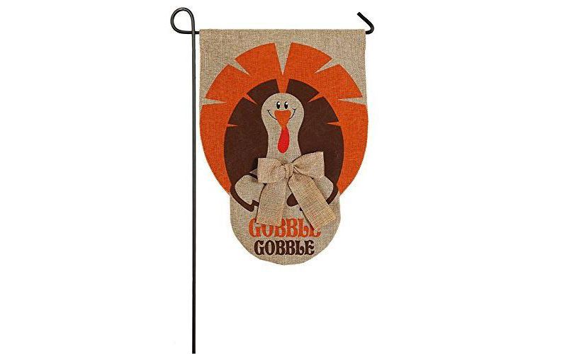 Evergreen Burlap Gobble Gobble Garden Flag, 12.5 x 18 inches