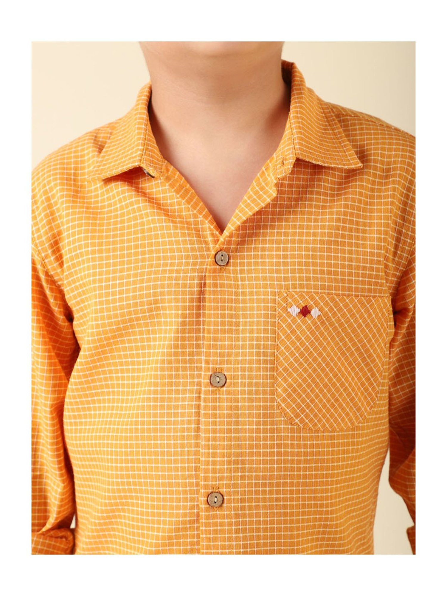 Fabindia Kids Yellow Checks Full Sleeves Shirt