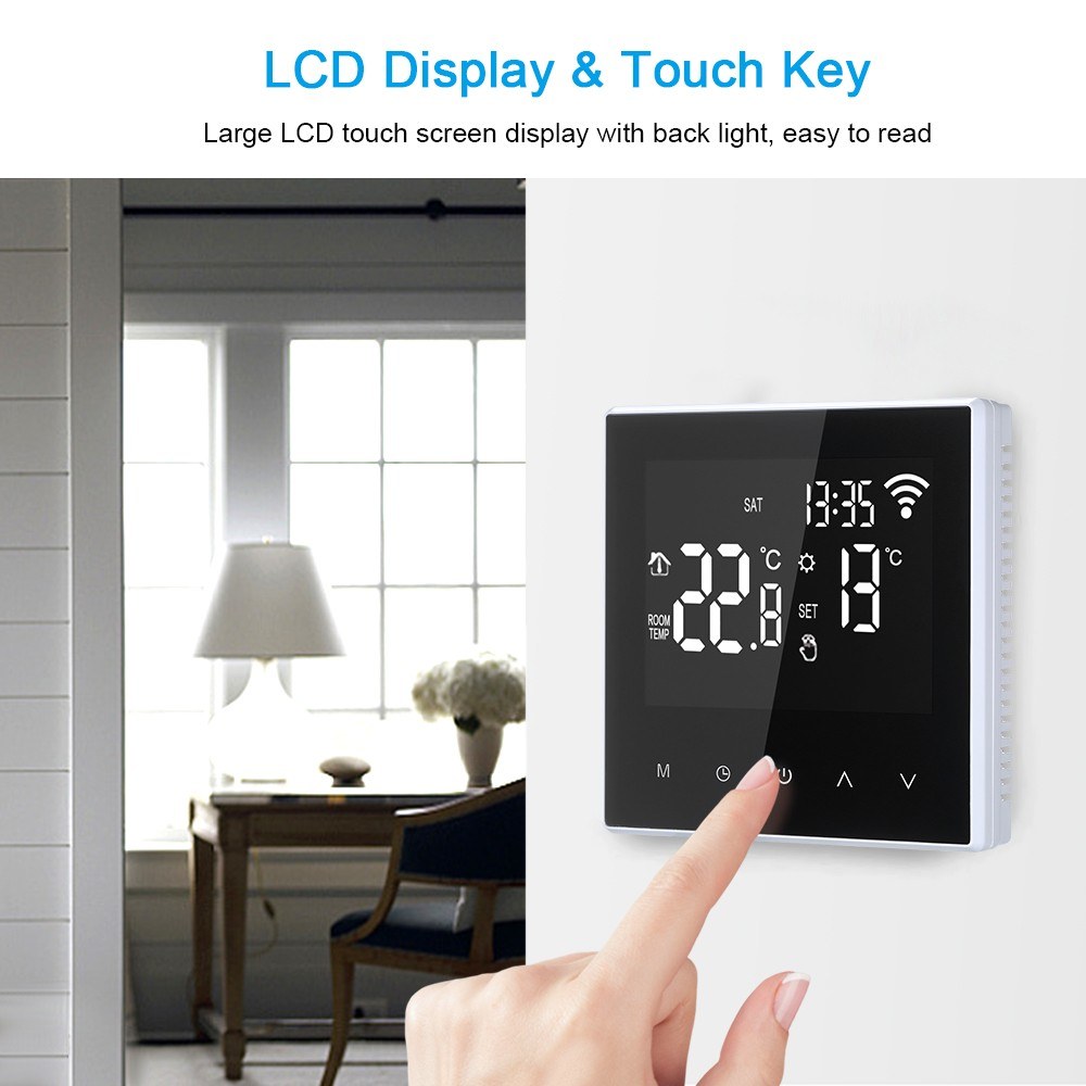 Wi-Fi Smart Thermostat Digital Temperature Controller APP Control Weekly Circulation Programmable Electric Underfloor Heating with Large LCD Screen for Home School Office Hotel 16A