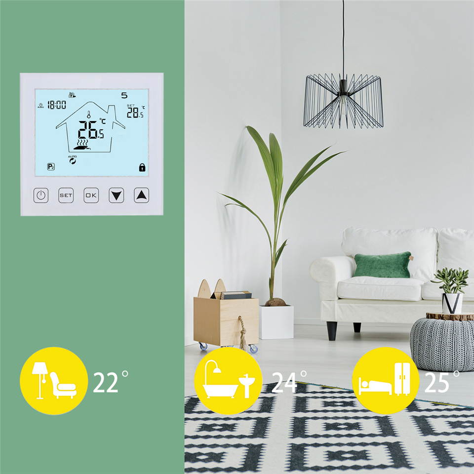CUSAM Tuya WiFi Thermostat Smart Temperature Control System for 16A Electric Floor Heating Voice Command Works with Alexa Google Home