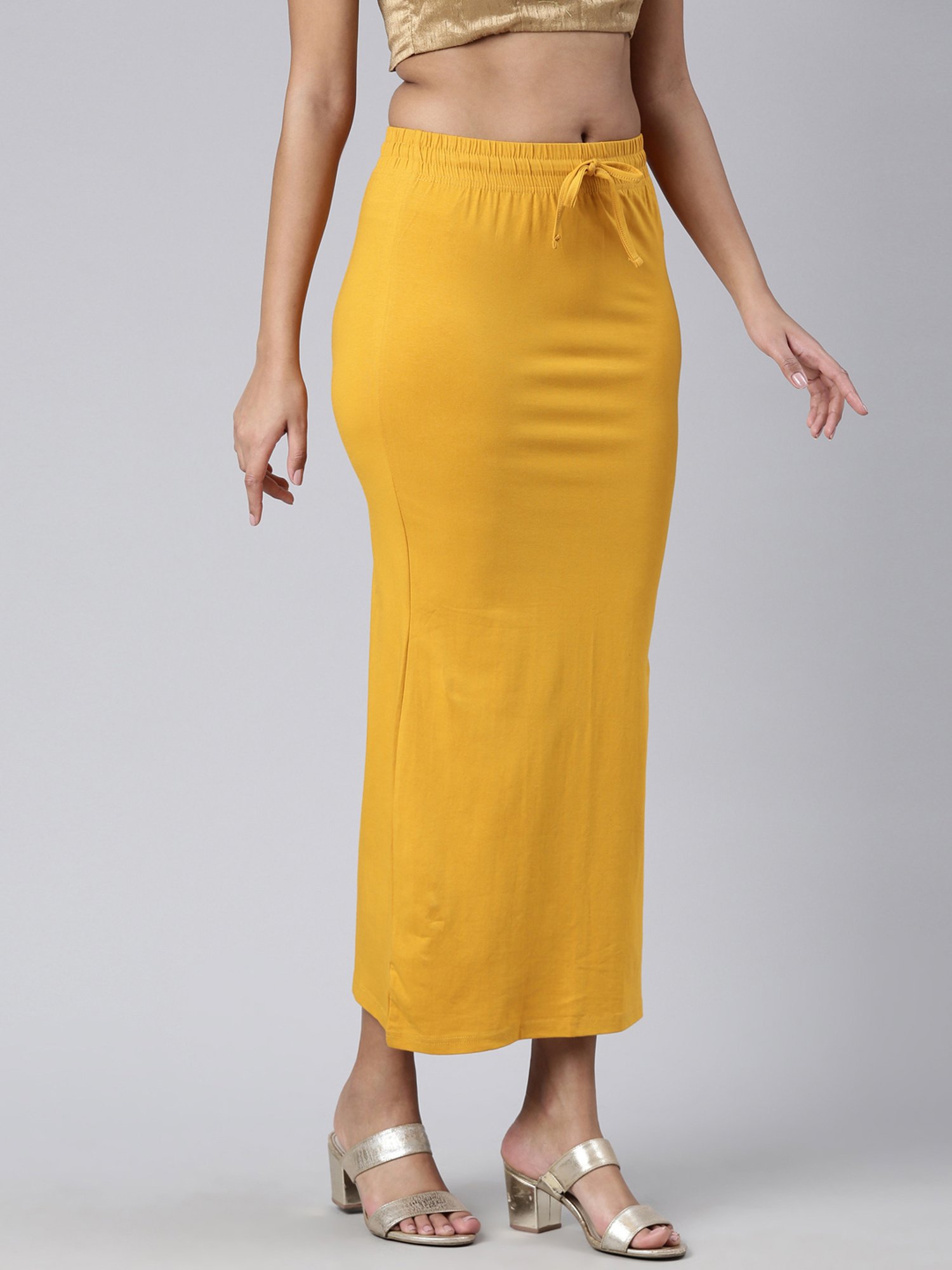 JCSS Mustard Cotton Saree Shapewear