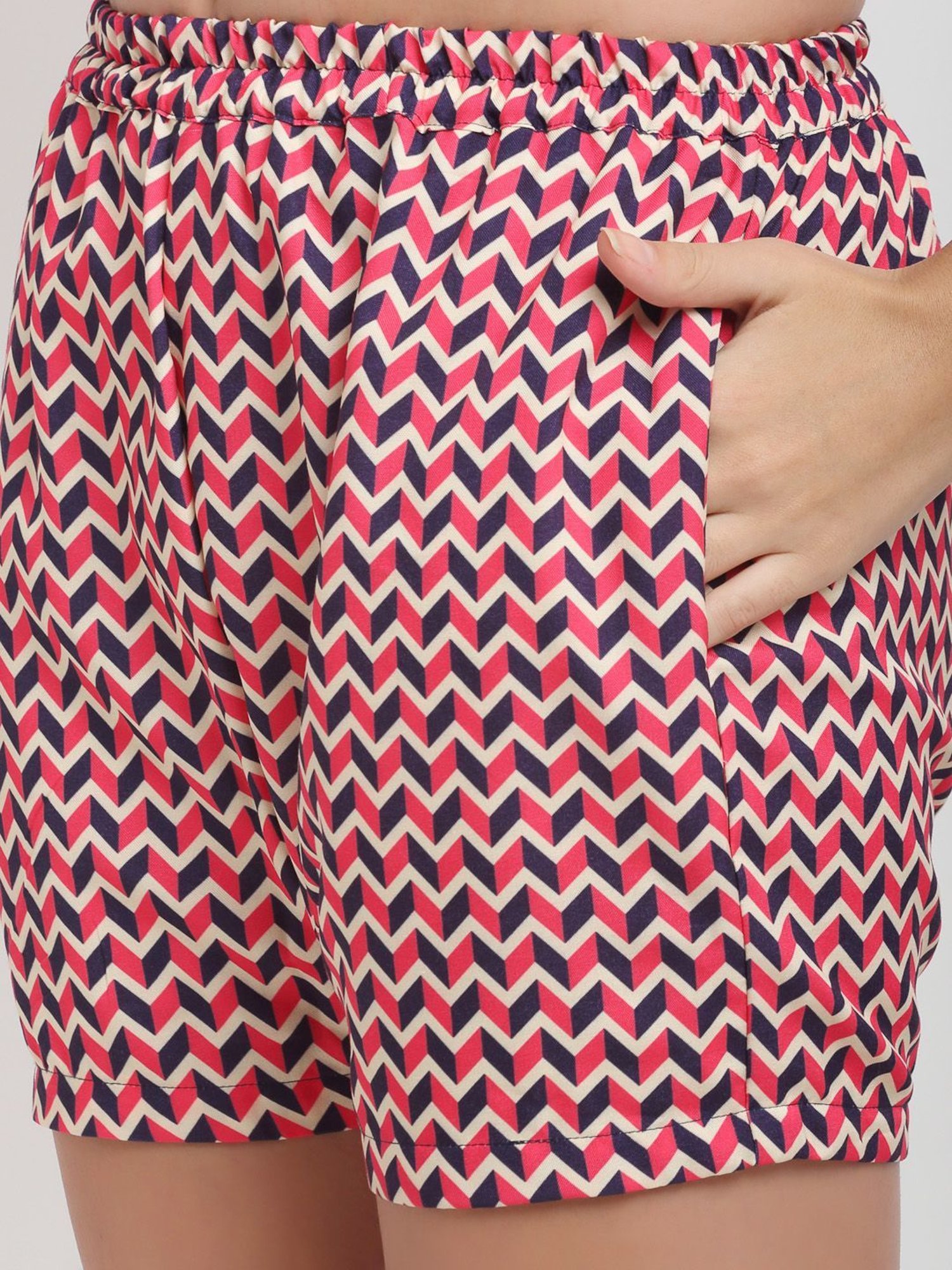 Erotissch Pink & Blue Printed Shirt Shorts Set