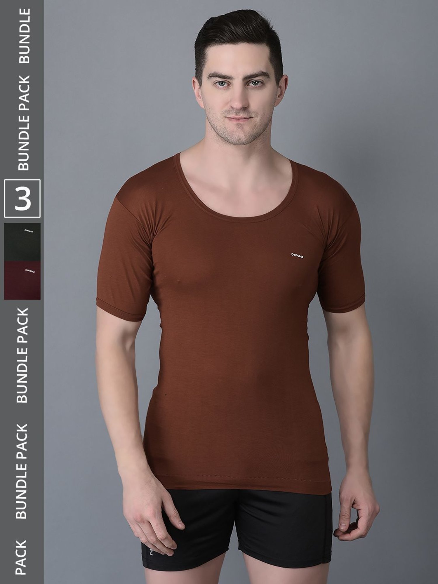 Dollar Bigboss Assorted Cotton Regular Fit Vest - Pack Of 3