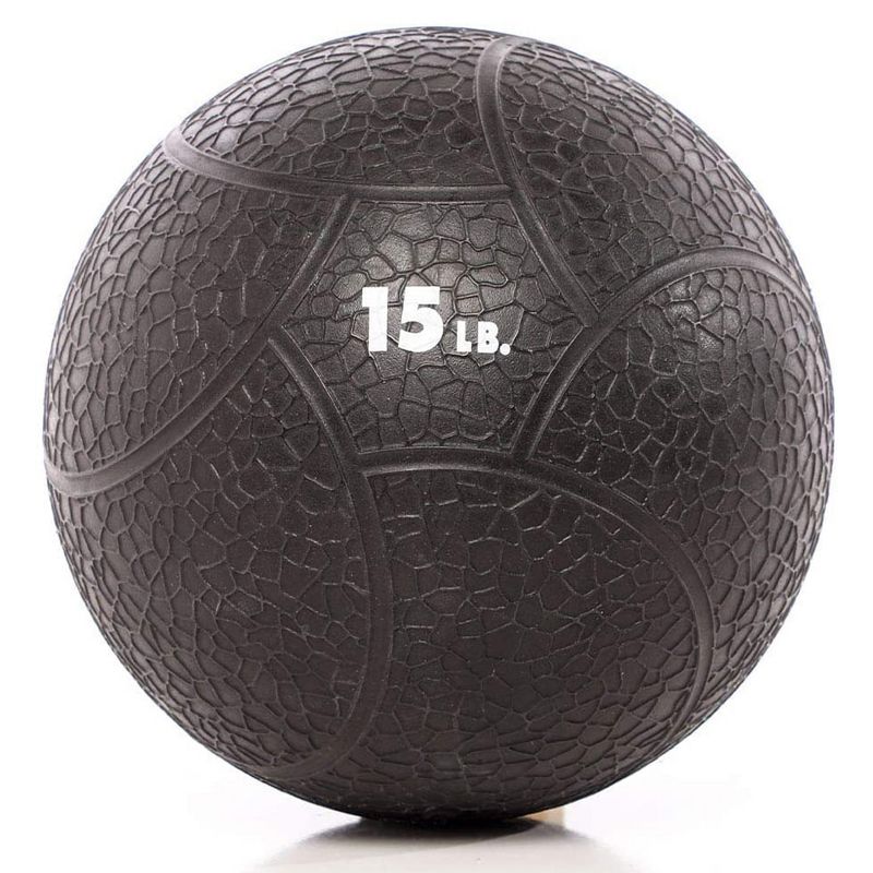 Power Systems Elite Power Textured Rubber 11 Inch Round Exercise Medicine Ball Prime Fitness Training Weight, 15 Pounds, Black