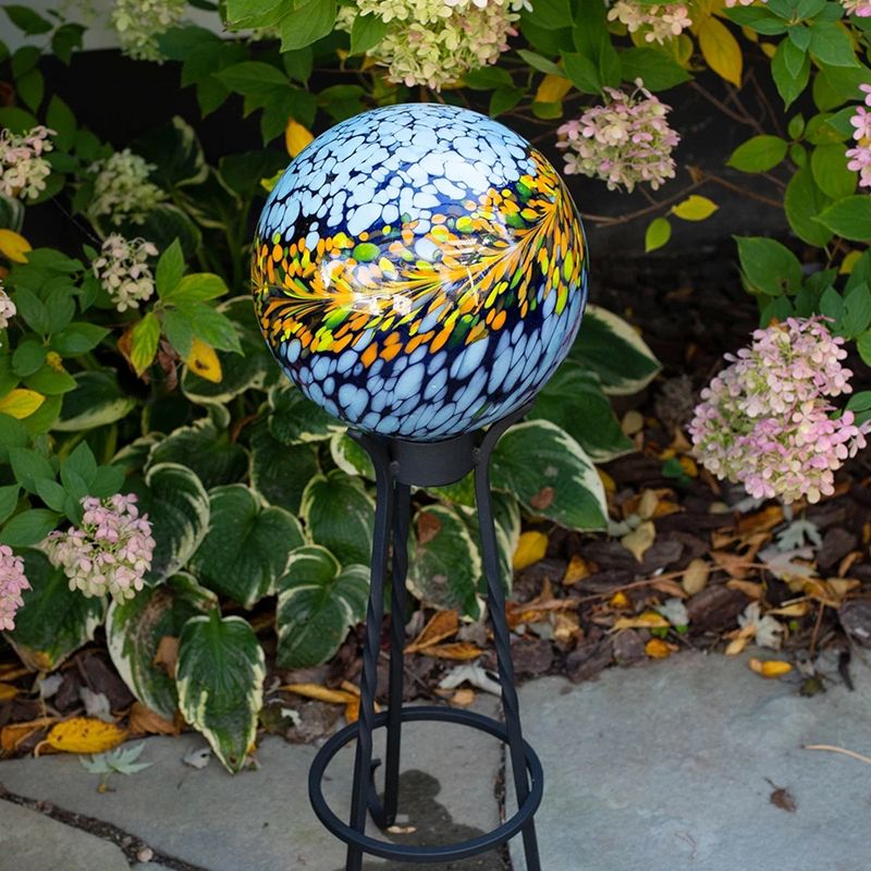 Home & Garden 11.0" Blue-White Peacock Burst Globe Gazing Ball Yard Decor Echo Valley  -  Outdoor Sculptures And Statues