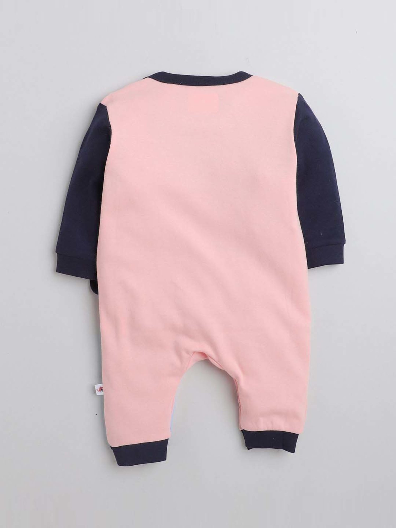 Bumzee Kids Peach & Navy Printed Full Sleeves Bodysuit