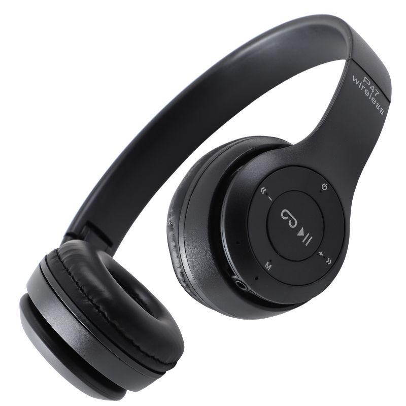 P47 Bluetooth Headphone with Microphone Wireless Headphones Support TF Card Gaming Headset Head Phone,BLACK
