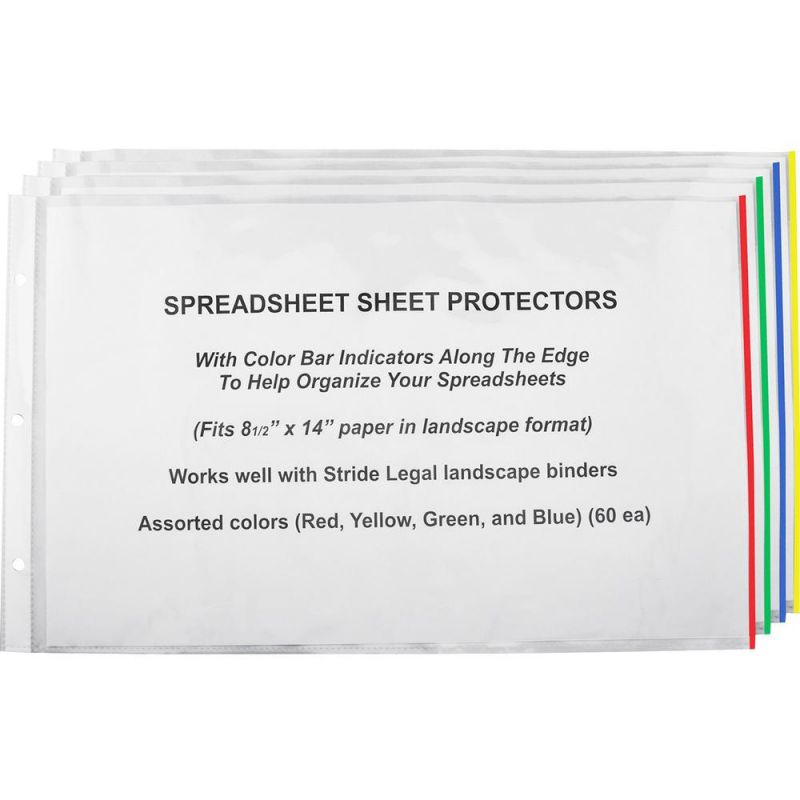 Stride Semi-clear Sheet Protectors 20 Sheet Capacity - Legal 8.50" x 14" - 3 x Holes - Polypropylene - 15 / Box - Clear