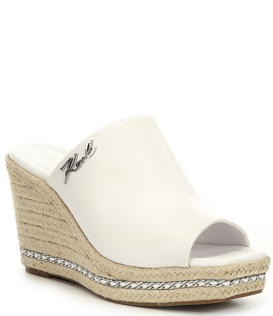 KARL LAGERFELD PARIS Corissa Leather Platform Wedge Espadrilles