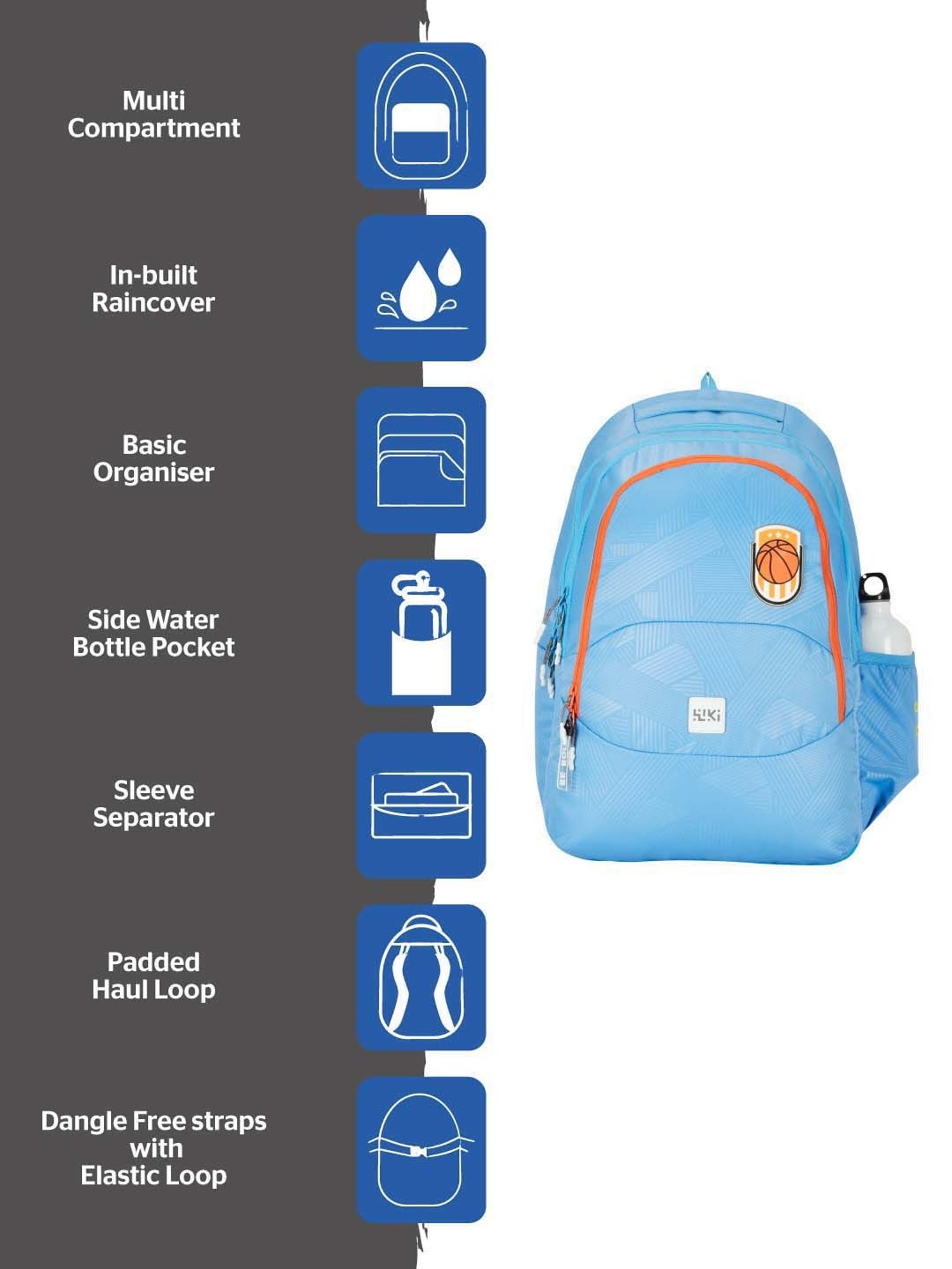 Wiki 39.5 Ltrs Blue Medium Backpack