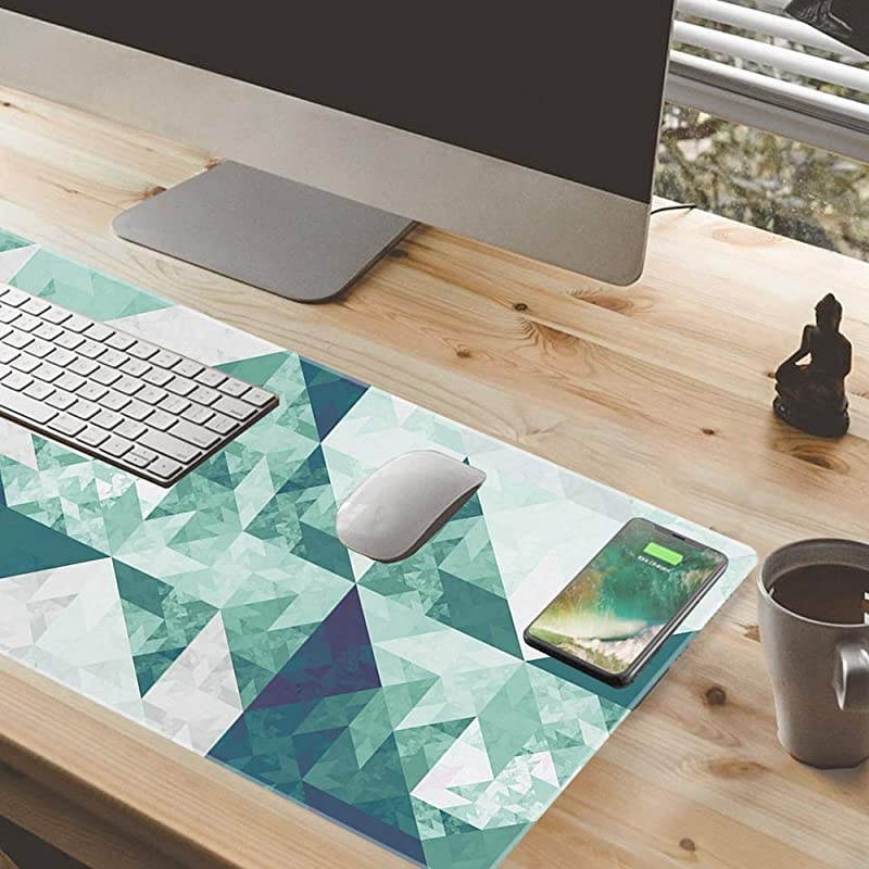 Extended Mouse Pad Large Gaming Mouse Pad- 35.4x15.7x0.12 inch Computer Keyboard Mouse Mat Non-Slip Mousepad Rubber Base and Stitched Edges for Game Players, Office, Study, Modern Design