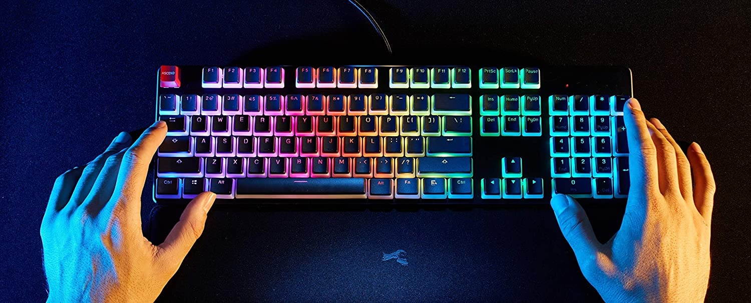 Glorious Aura Keycaps for Mechanical Keyboards | Full Size 104 Key, TKL, Compact Size Compatible (BLACK) + Glorious O-Ring Switch Noise Dampeners for Cherry MX Keyboard | 120x - 70A Thick Hard(BUNDLE)