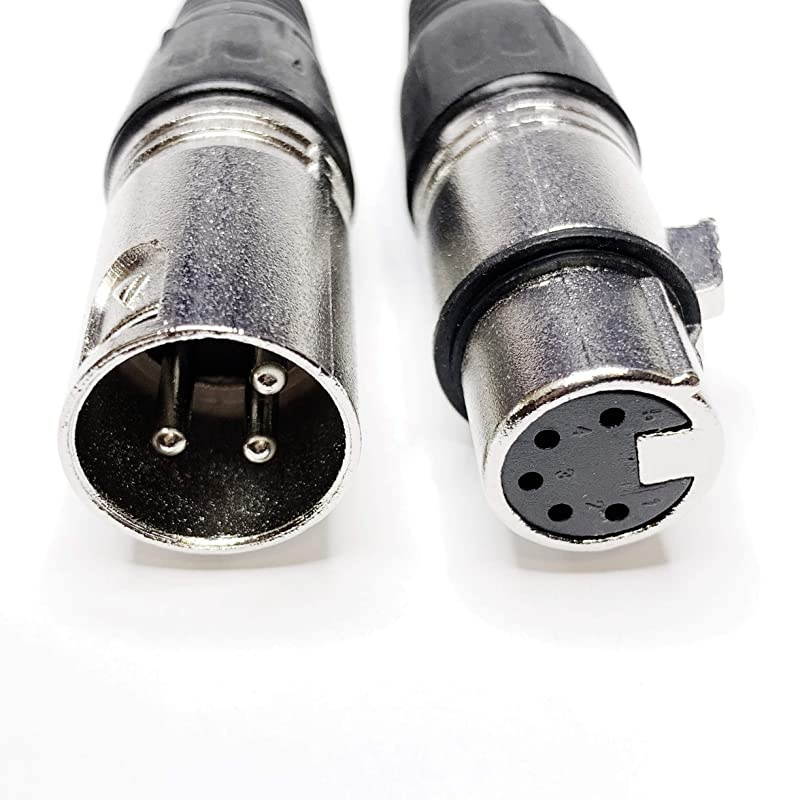 XLR3M To XLR5F DMX512 Adaptor Cable - 3-Pin Male XLR To 5-Pin Female XLR DMX Turnaround 6 Inches - 2 Pack