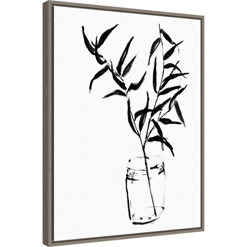 18" x 24" Sumi-e Bamboo II by Jennifer Goldberger Framed Wall Canvas - Amanti Art