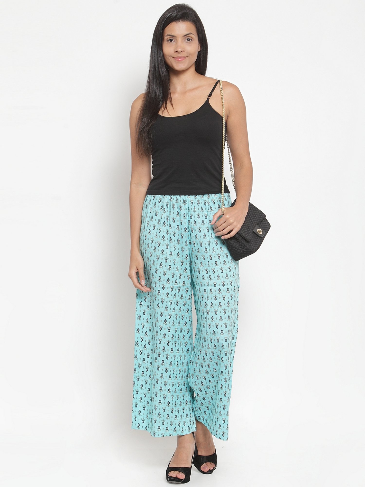 Indibelle Turquoise Printed Palazzos