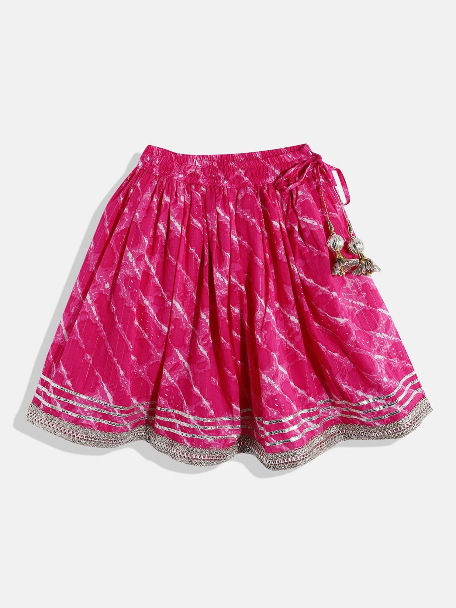 A Little Fable Kids Blue Printed Lehenga with Choli & Dupatta