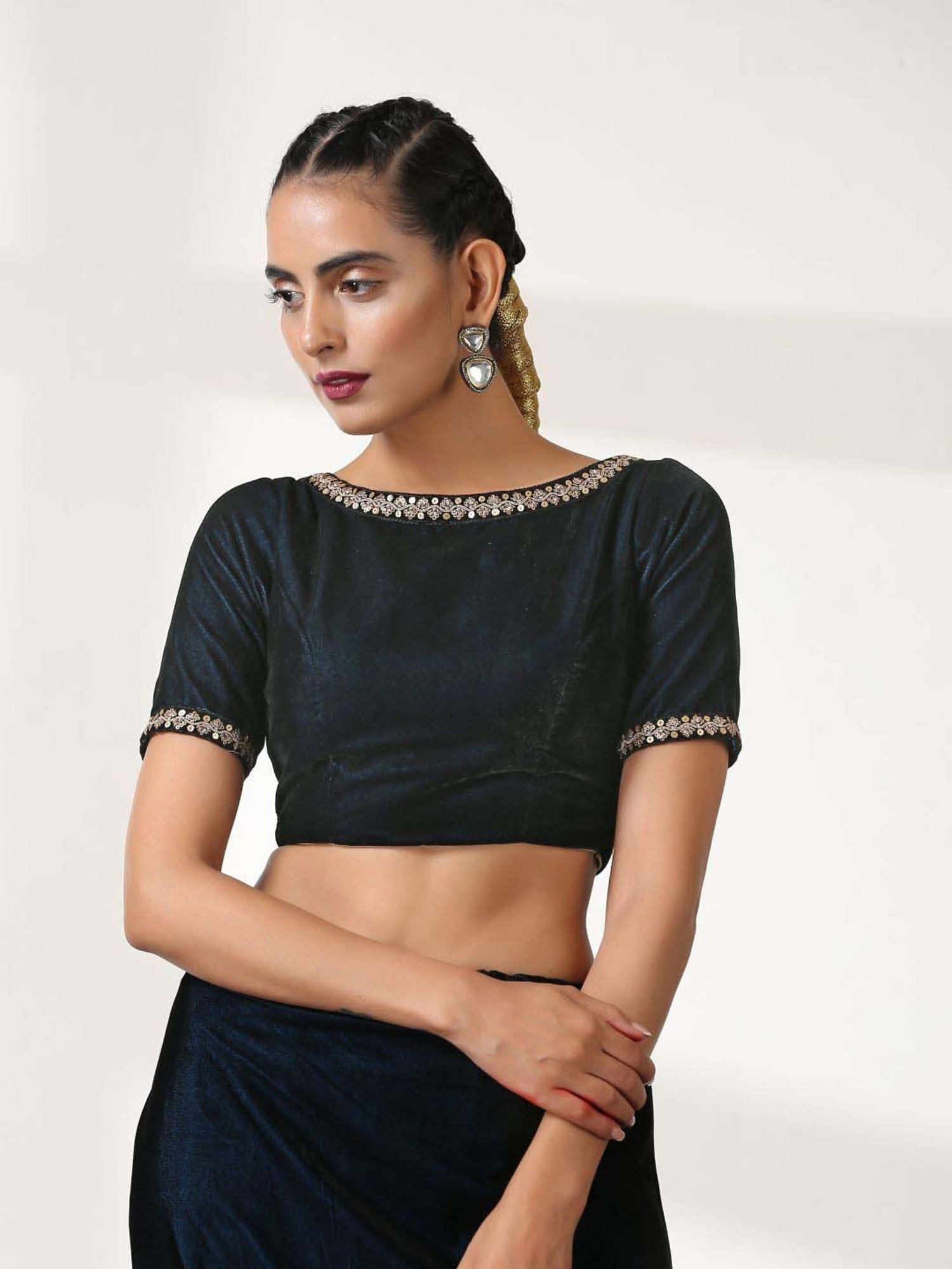 Swtantra Blue Plain Readymade Blouse