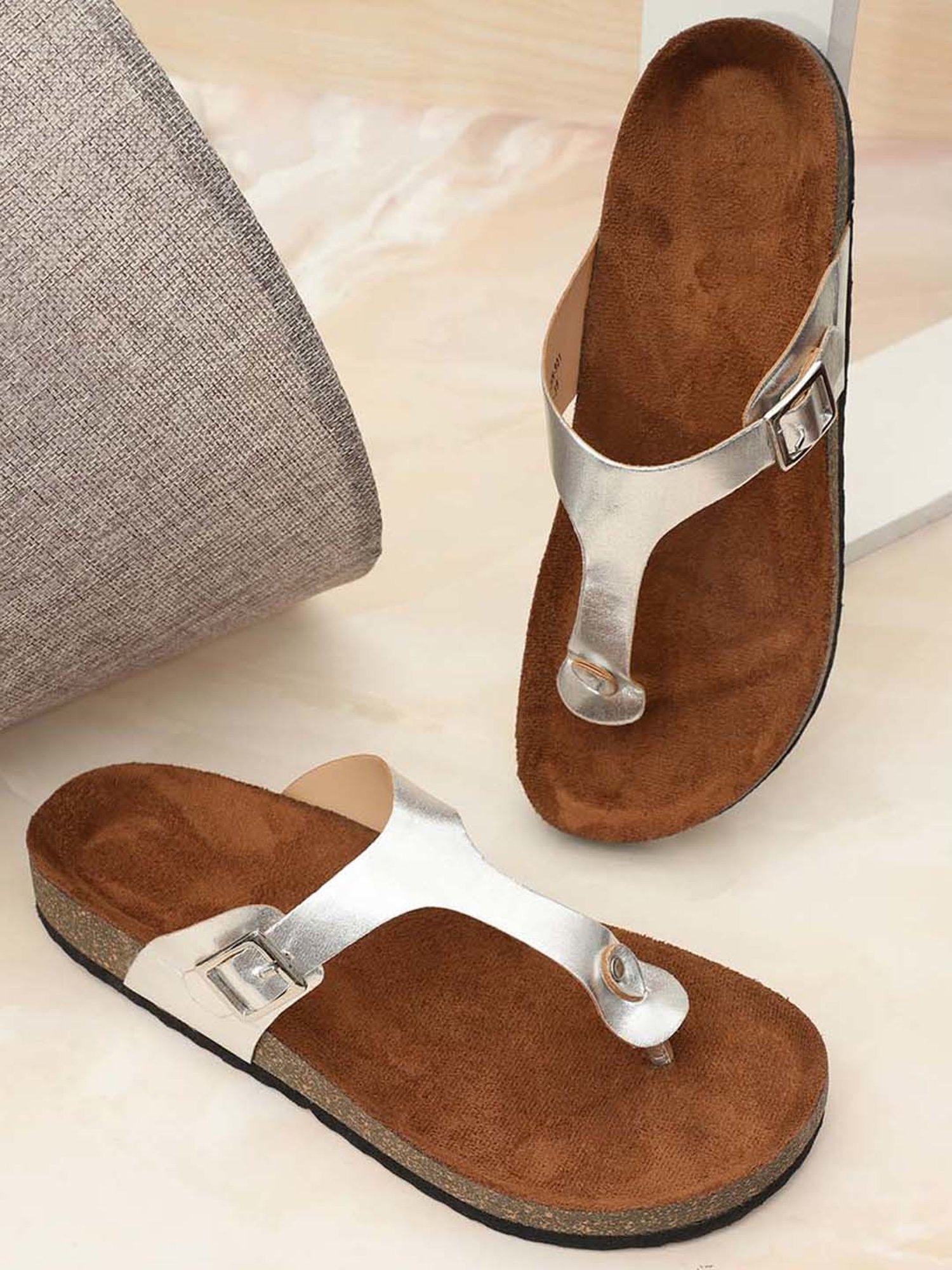 Mozafia Women's Silver Thong Sandals