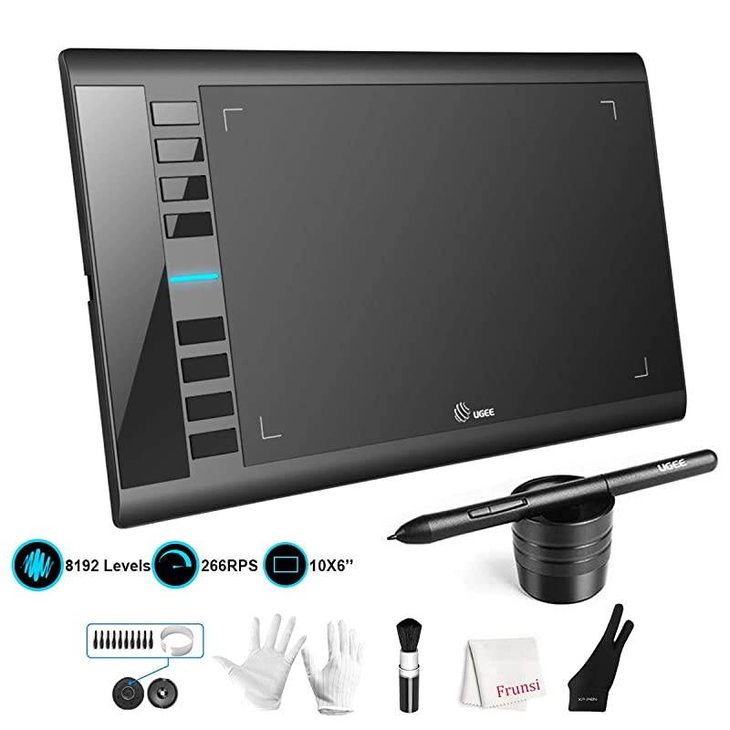 M708 V2 Graphics Drawing Tablet 10 x 6 Inch Large Drawing Tablet 8192 Levels Pressure BatteryFree Pen Stylus 8 Hotkeys Compatible with Windows 1087 Mac Os Artist Designer Amateur