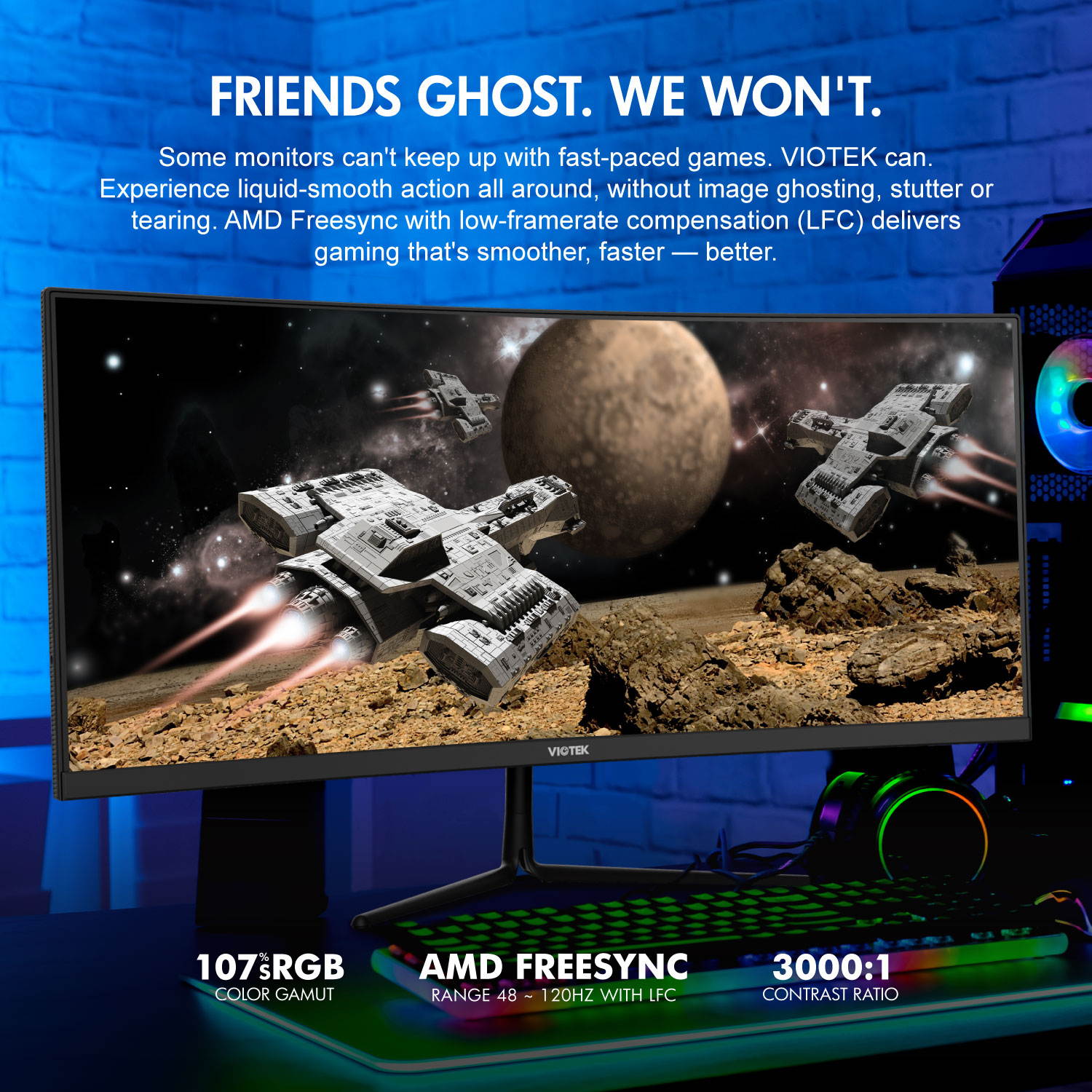 VIOTEK GNV29CB Ultrawide Curved 29" Gaming Monitor 120Hz, 2560 x 1080 p (2K) UWFHD 21:9 w/ Immersive 1200R VA Panel FreeSync