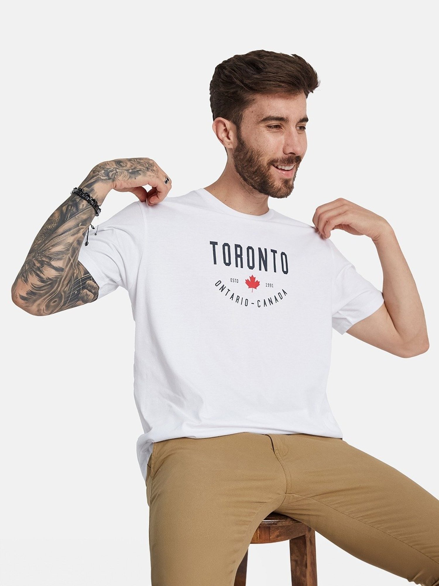 Octave White Regular Fit Printed T-Shirt