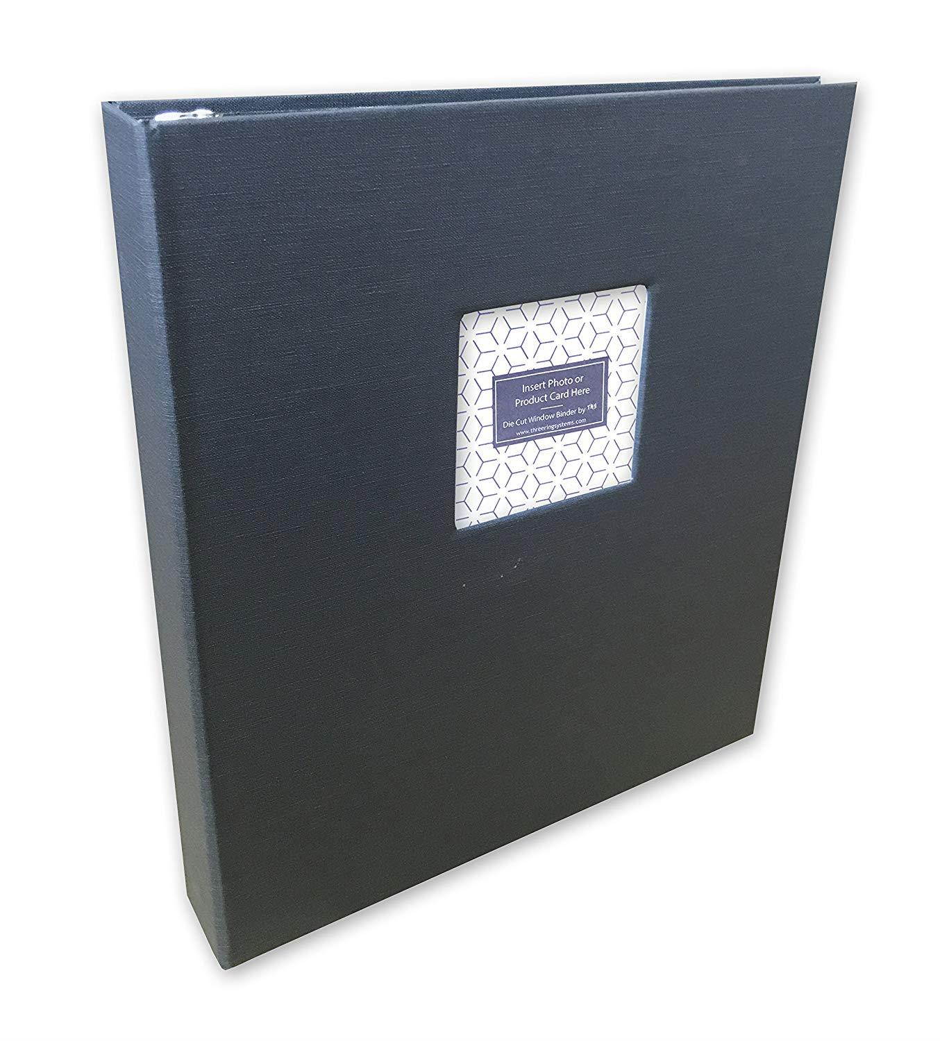 Linen Binder with Window - 1" (Dark Grey)