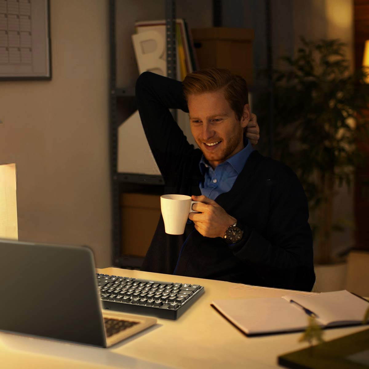 VELOCIFIRE TKL02 Wireless Plugable Mechanical Keyboard 87 Key Tenkeyless Ergonomic with Low Profile Quiet Brown Switches, and White LED Backlit for Copywriters, Typists, and Programmers