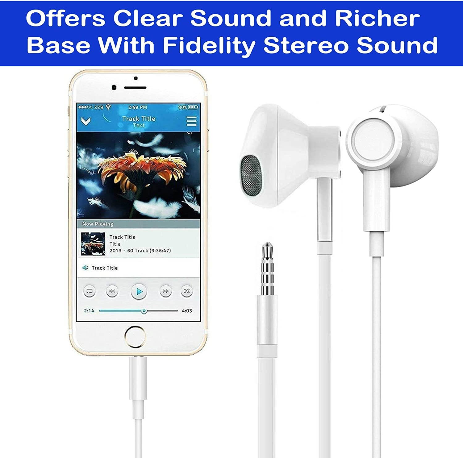 2 Pack Headphones Earphones Earbuds 3.5mm Wired Headphones Noise Isolating Earphones with Built-in Microphon Volume Control Compatible with Phone 6 Plus SE 5S 4 Pod Pad Samsung Android MP3