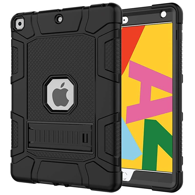 Case for iPad 8th Generation / iPad 7th Generation, Slim Heavy Duty Shockproof Rugged High Impact Protective Case for Kids with Stand for iPad 10.2 inch 2020/2019 Release,Black
