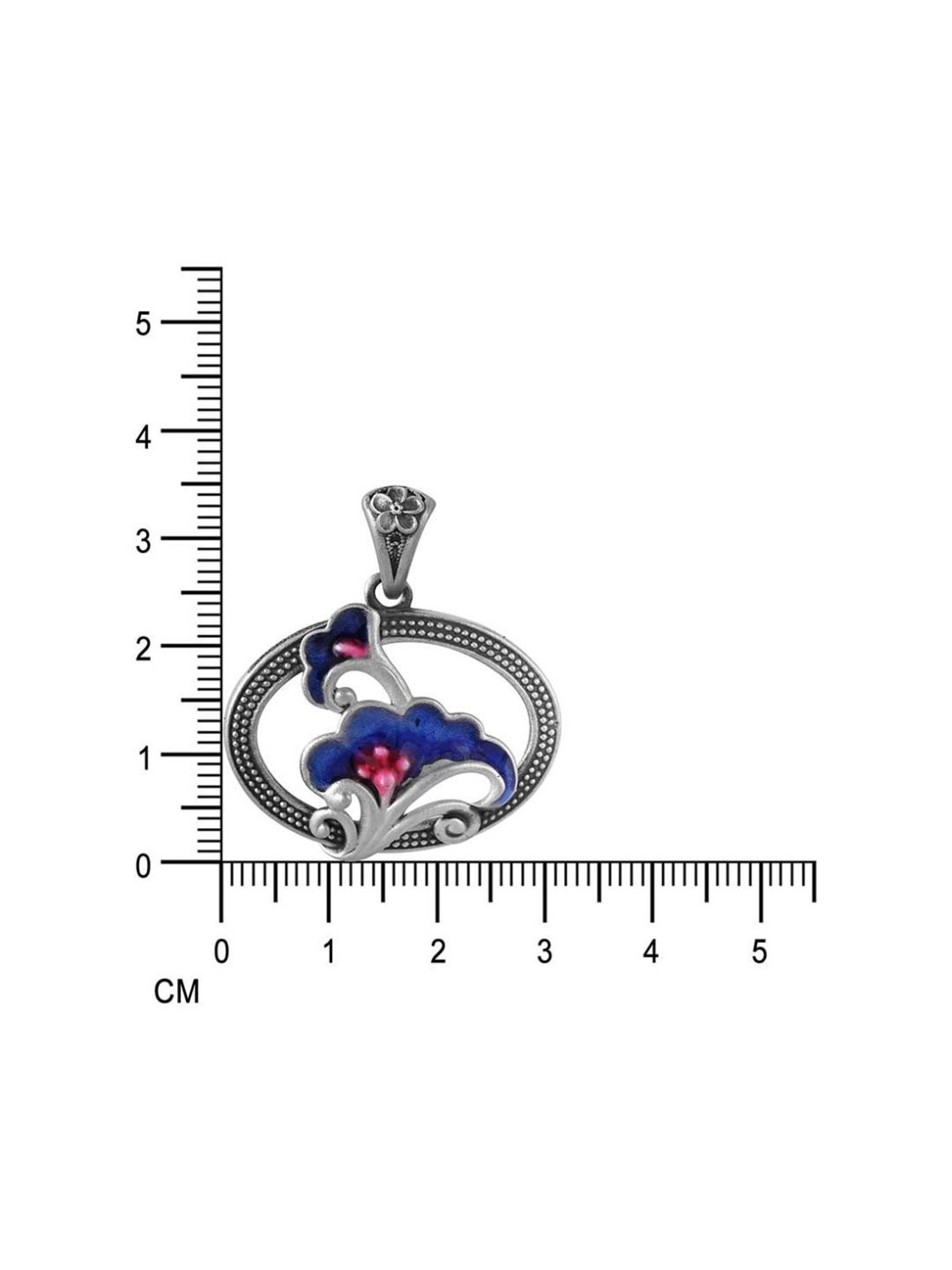 Rihi by P.C. Chandra Jewellers 925 Silver Rose Oxidized Meenakari Pendant for Women & Girls