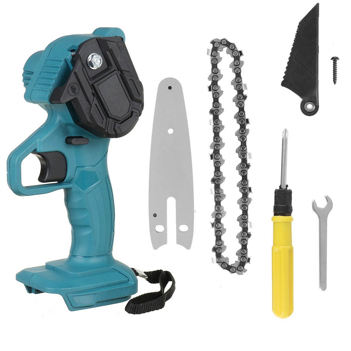 4Inch Portable Electric Chain Saws Woodworking Tool Wood Saw Cutter Chainsaw For Makita 18V Battery-Blue