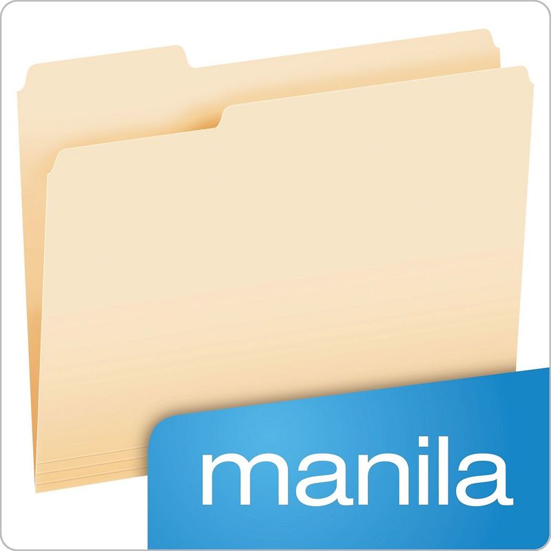 Pendaflex CutLess File Folders 1/3 Cut Top Tab Letter Manila 100/Box 48420