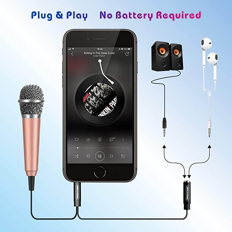 2PCS] Mini Karaoke Microphone,  Mini Voice Recording Microphone Portable Karaoke Mic for Singing, Recording, Voice Recording