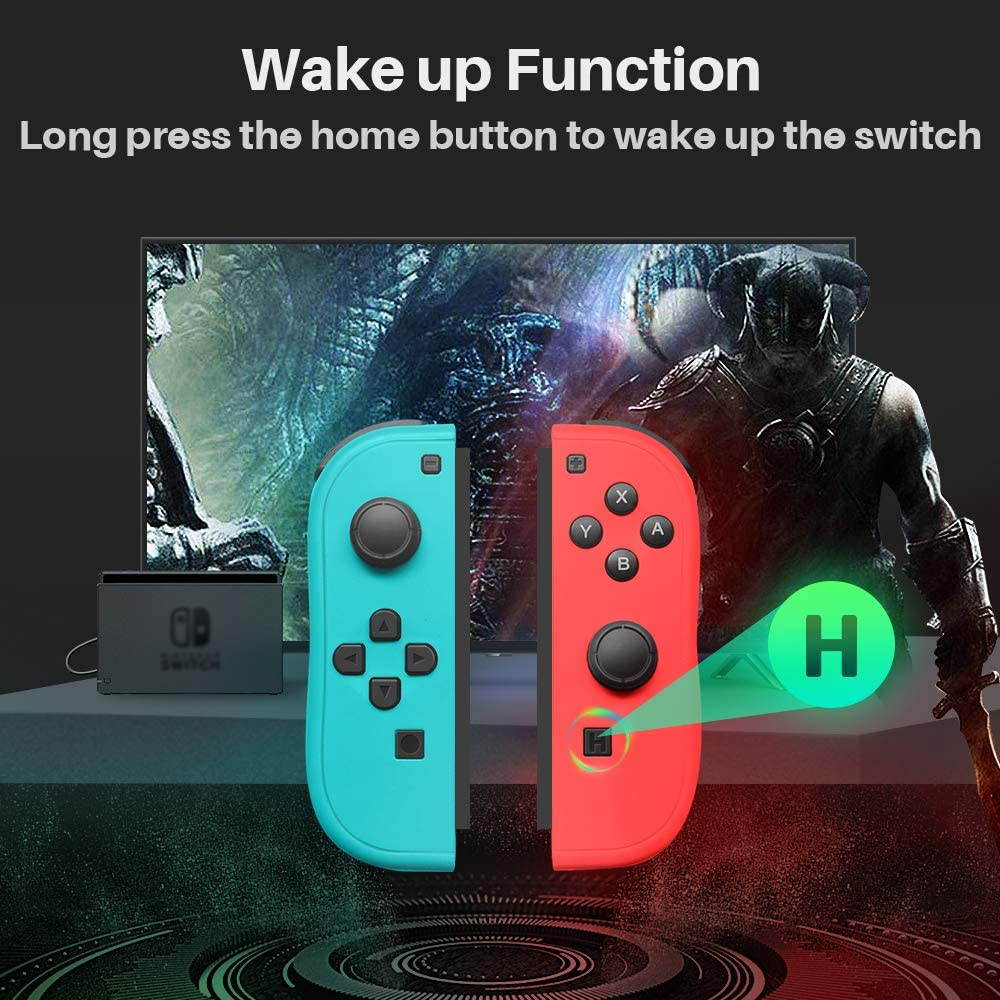 Joy-Pad Controller Compatible with Switch,Left and Right Controllers with Straps Support Wake-up Function(Blue and Red)