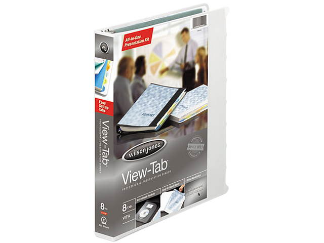 Wilson Jones 55094 View-Tab Round Ring Presentation Binder, 8-Tab Style, 1" Capacity, White