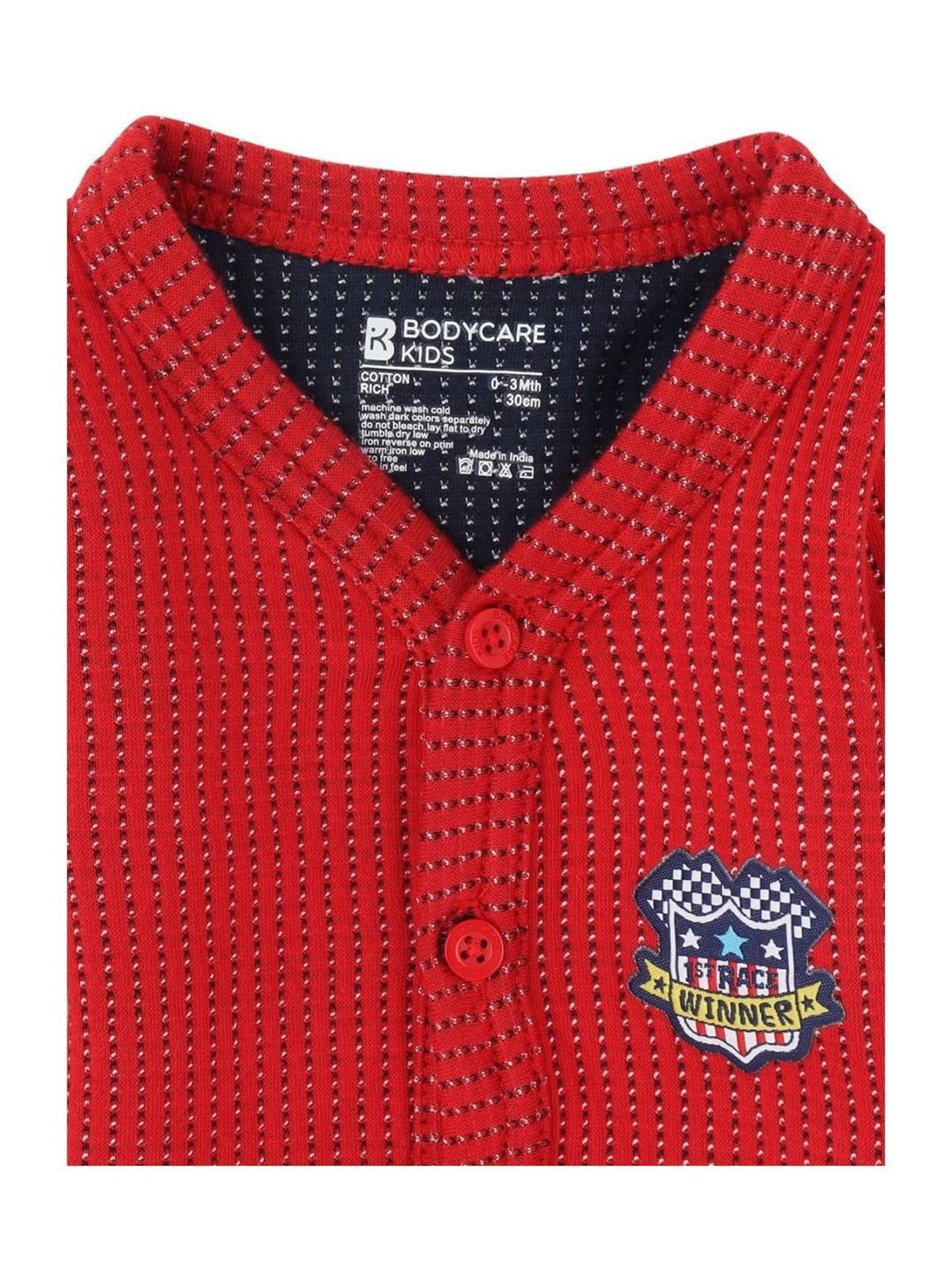 Bodycare Kids Red & Blue Cotton Textured Pattern Full Sleeves Cardigan (Pack of 2)