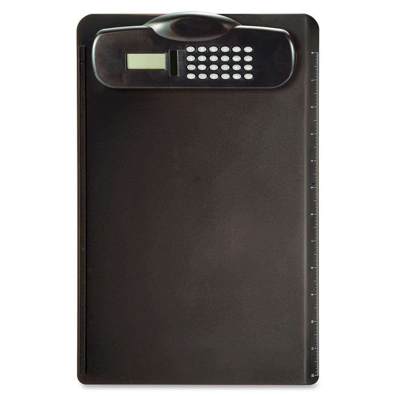 Officemate Plastic Clipboard w/Calc Built-In Rlr 9"x13-3/4"x1-1/4" BK 83336