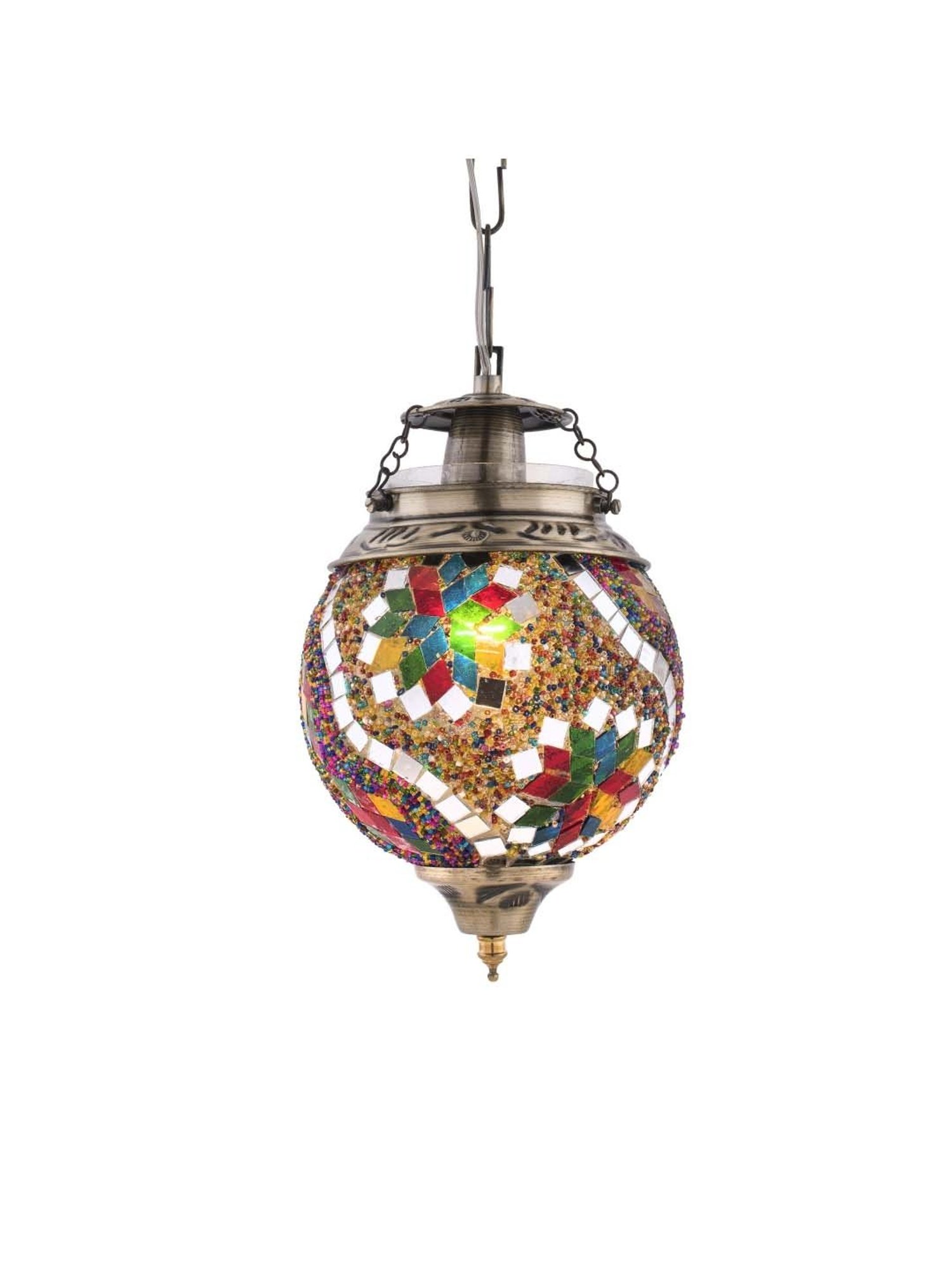 Homesake Antique Turkish Multicolor Metal Pendant Light - Set of 1 (Bulb not included)