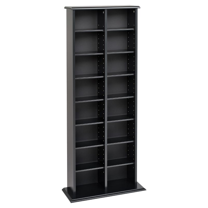 Double Media Storage Tower - Black - Prepac