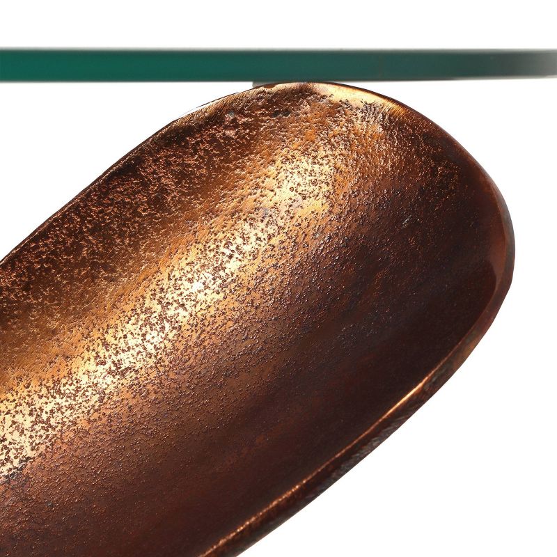 Huntley Boho Glam Handcrafted Aluminum Glass Top Propeller Side Table Burnt Copper - Christopher Knight Home