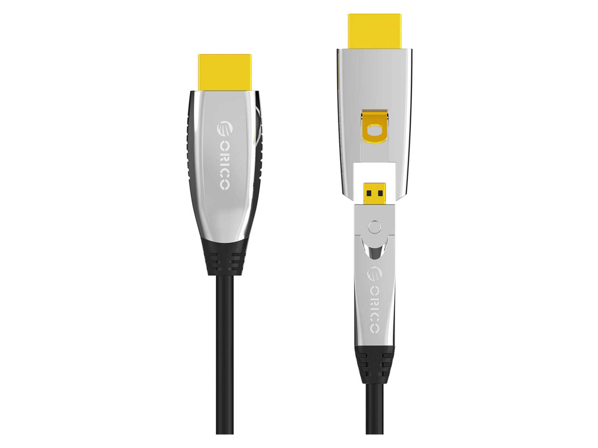 ORICO 2 in 1 Switch Freely  2in1 HDMI CABLE 2.0 4K 18Gbps HDMI to HDMI & Micro HDMI Cable 4K 60HZ  Audio/Video Connector  - Gold-Plate for PS4 PS3 PC TV Length  16ft-330ft 10m-100m