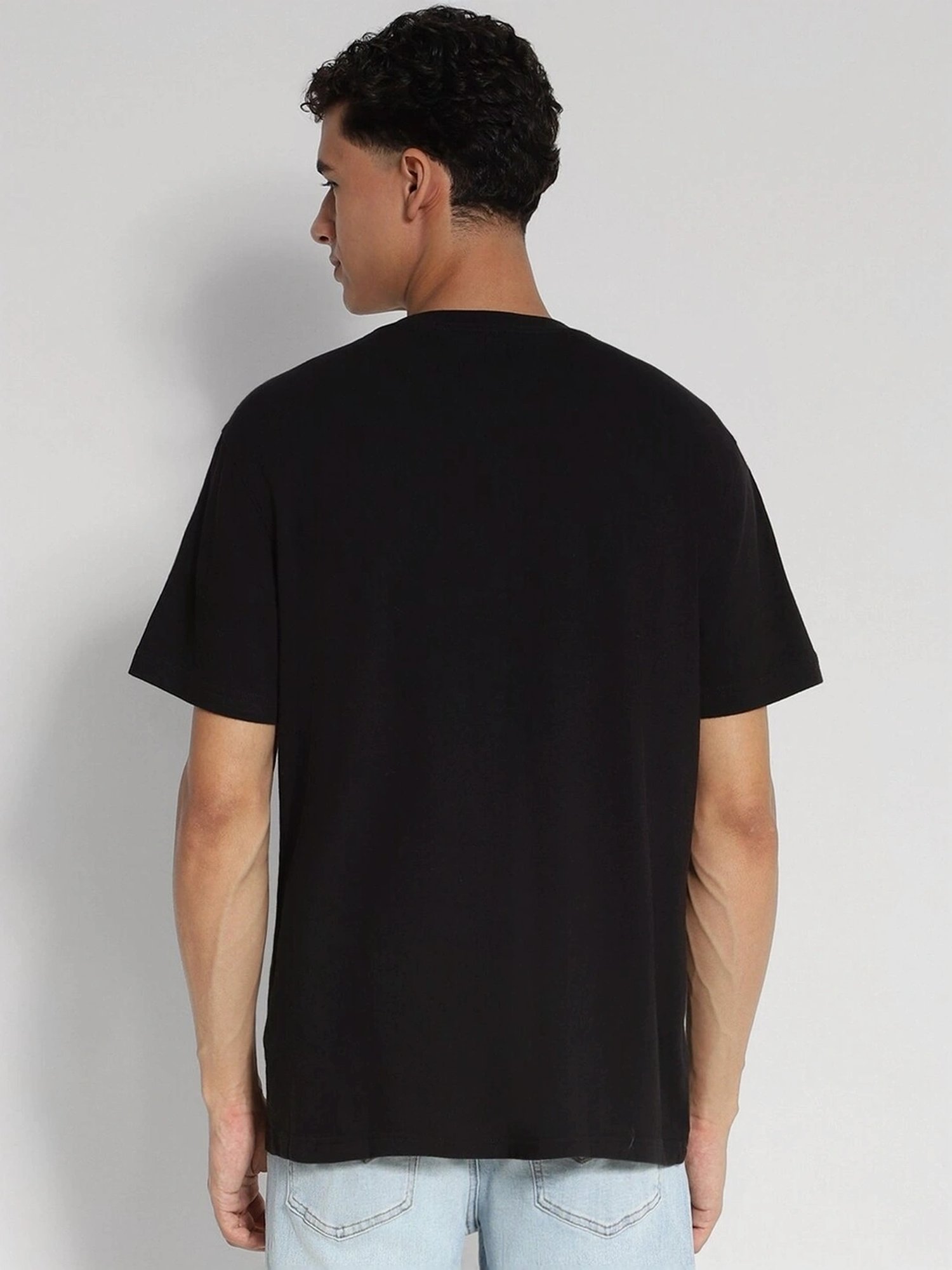 American Eagle Black Cotton Regular Fit Henley T-Shirt