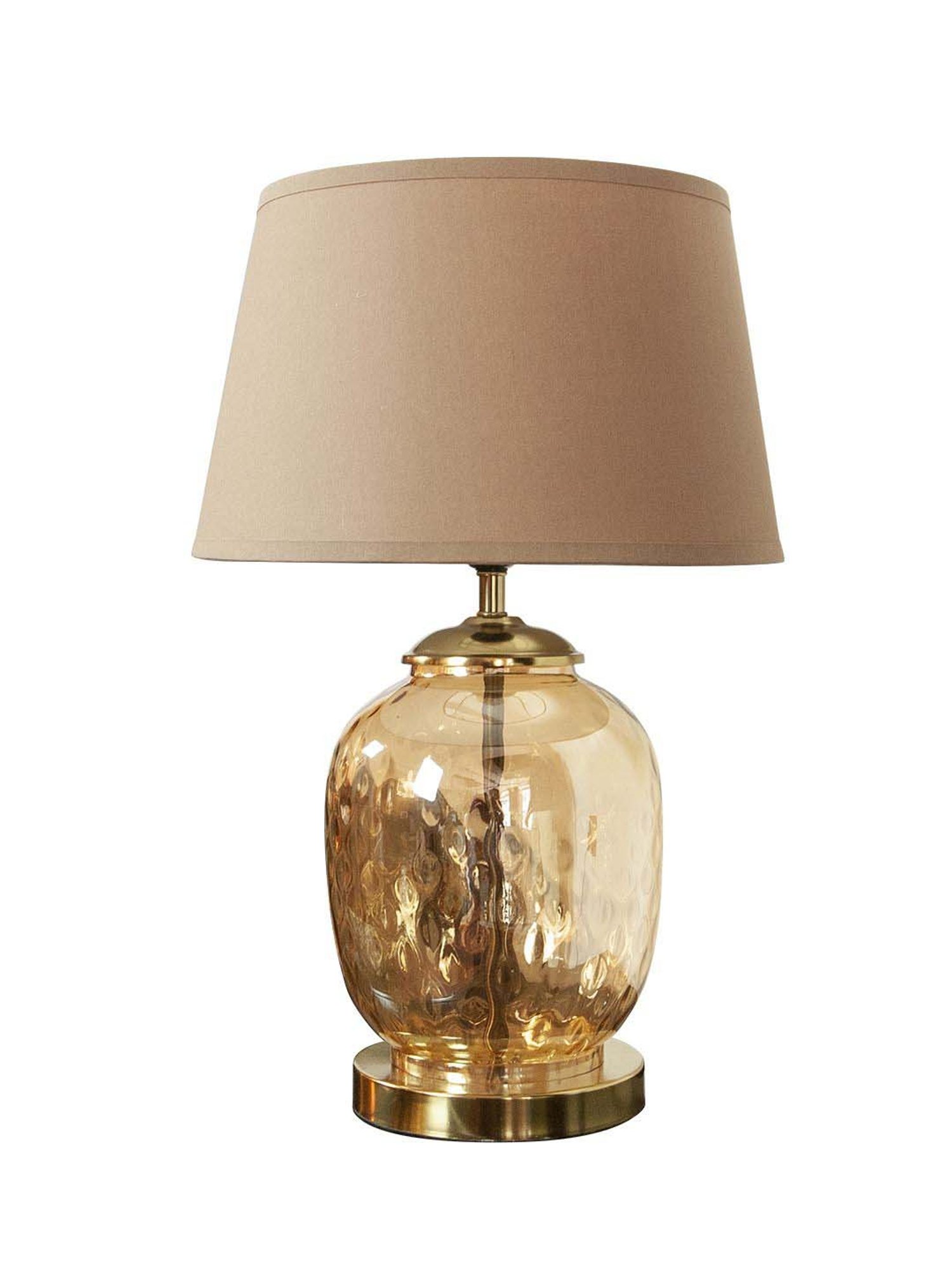 Kapoor E Illuminations Beige Cardiff Amber Glass Table Lamp - Set of 1