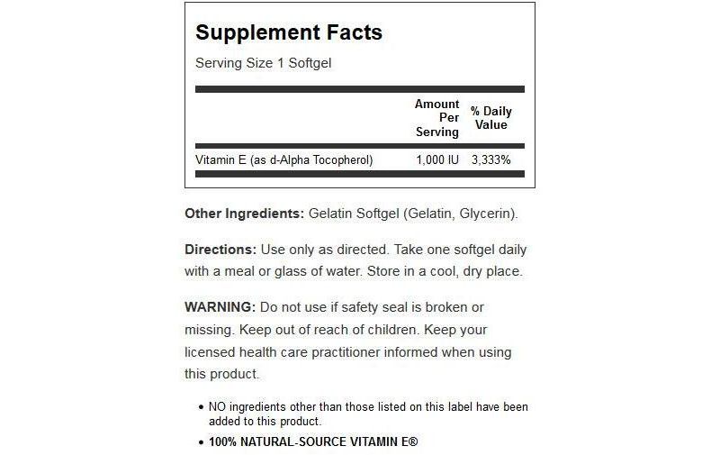Solaray Vitamin E 1,000 Iu Softgel 60ct.