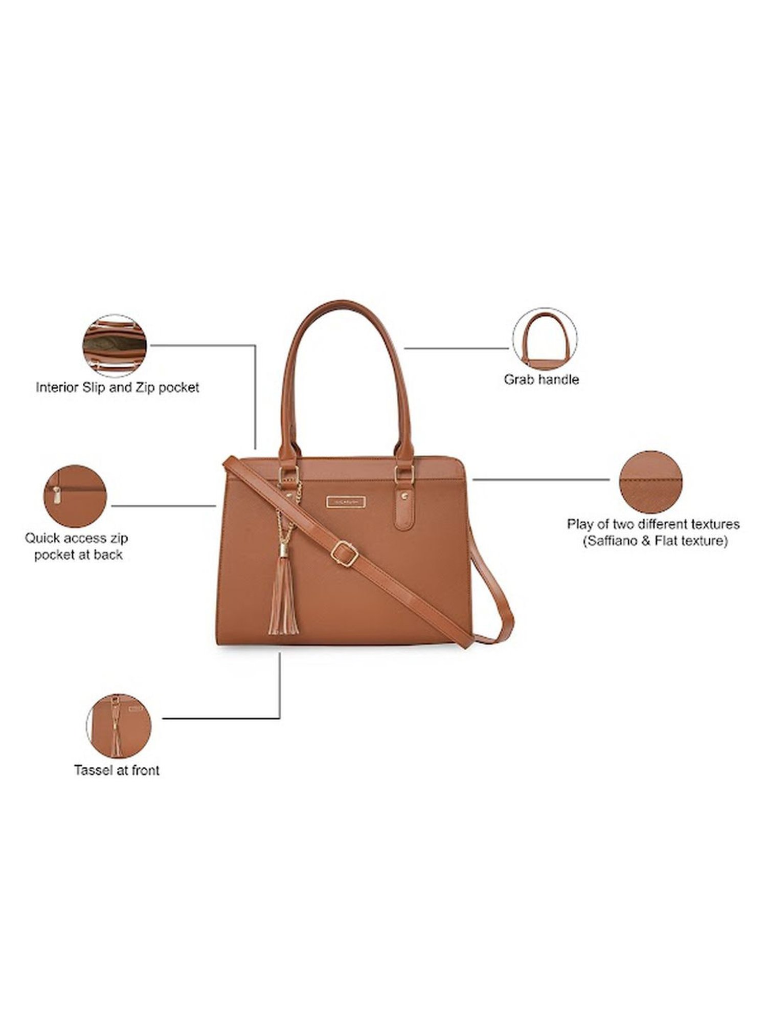 Sugarush Amina Tan PU Solid Handbag