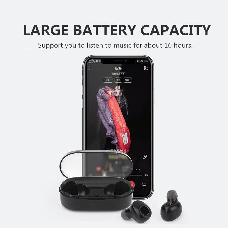 Zgeer Mini True Wireless Bluetooth 5.0 Sports 4D Surround Heavy Bass Earbuds Headset