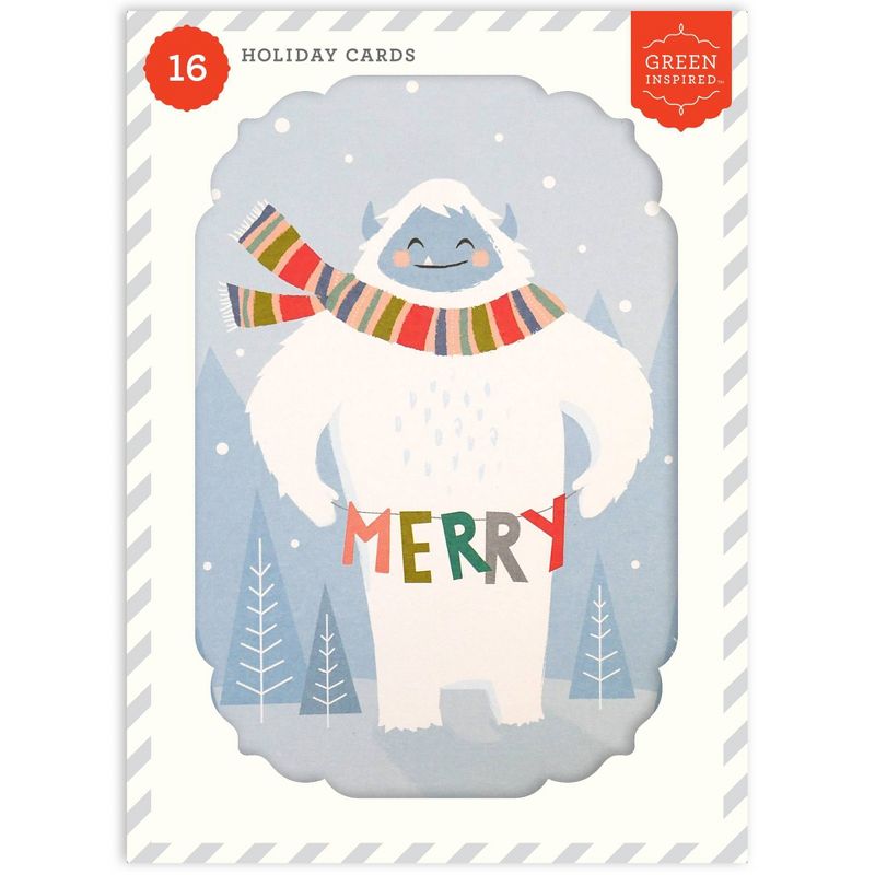 Green Inspired Yeti Boxed Cards 16ct