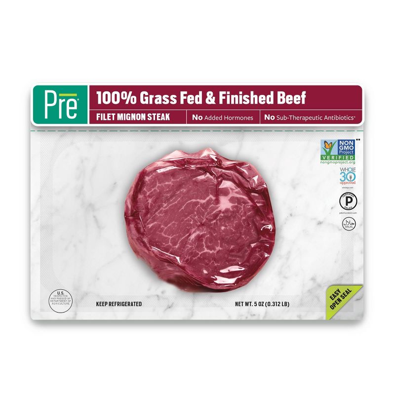 Pre 100% Grassfed & Finished Filet Mignon Steak - 5oz