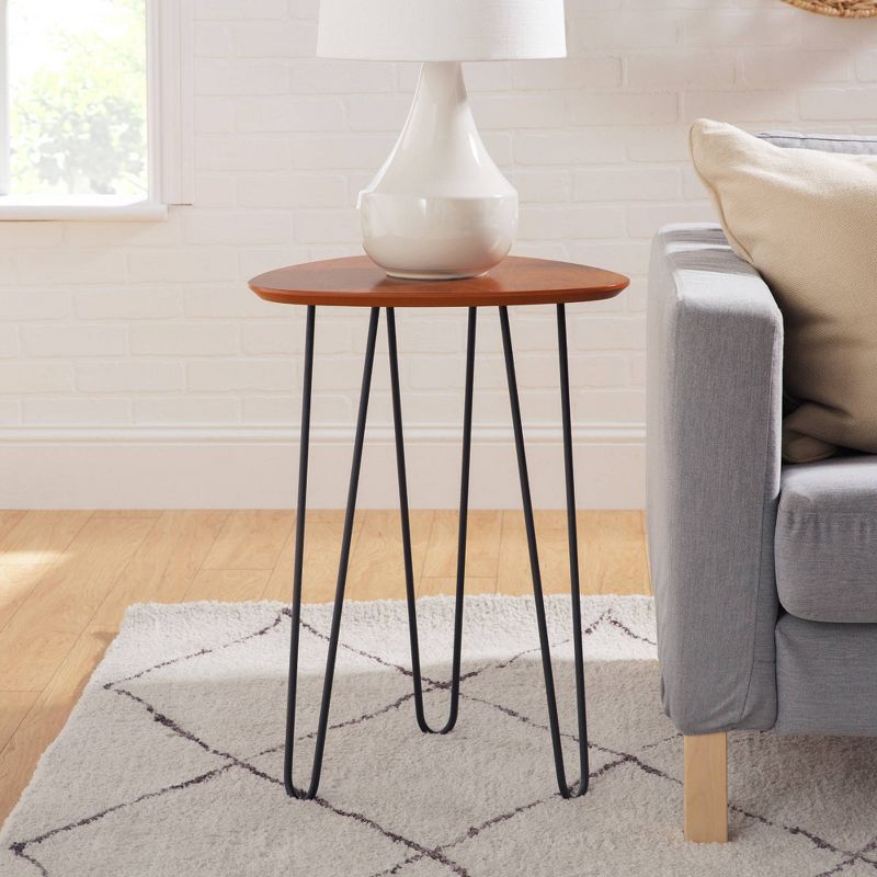 18" Hairpin Leg Wood Side Table - Walnut - Saracina Home
