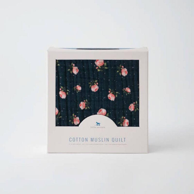 Little Unicorn 4-Layer Cotton Muslin Quilt - Midnight Rose